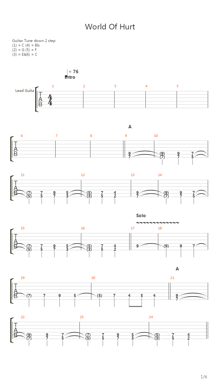 World Of Hurt吉他谱