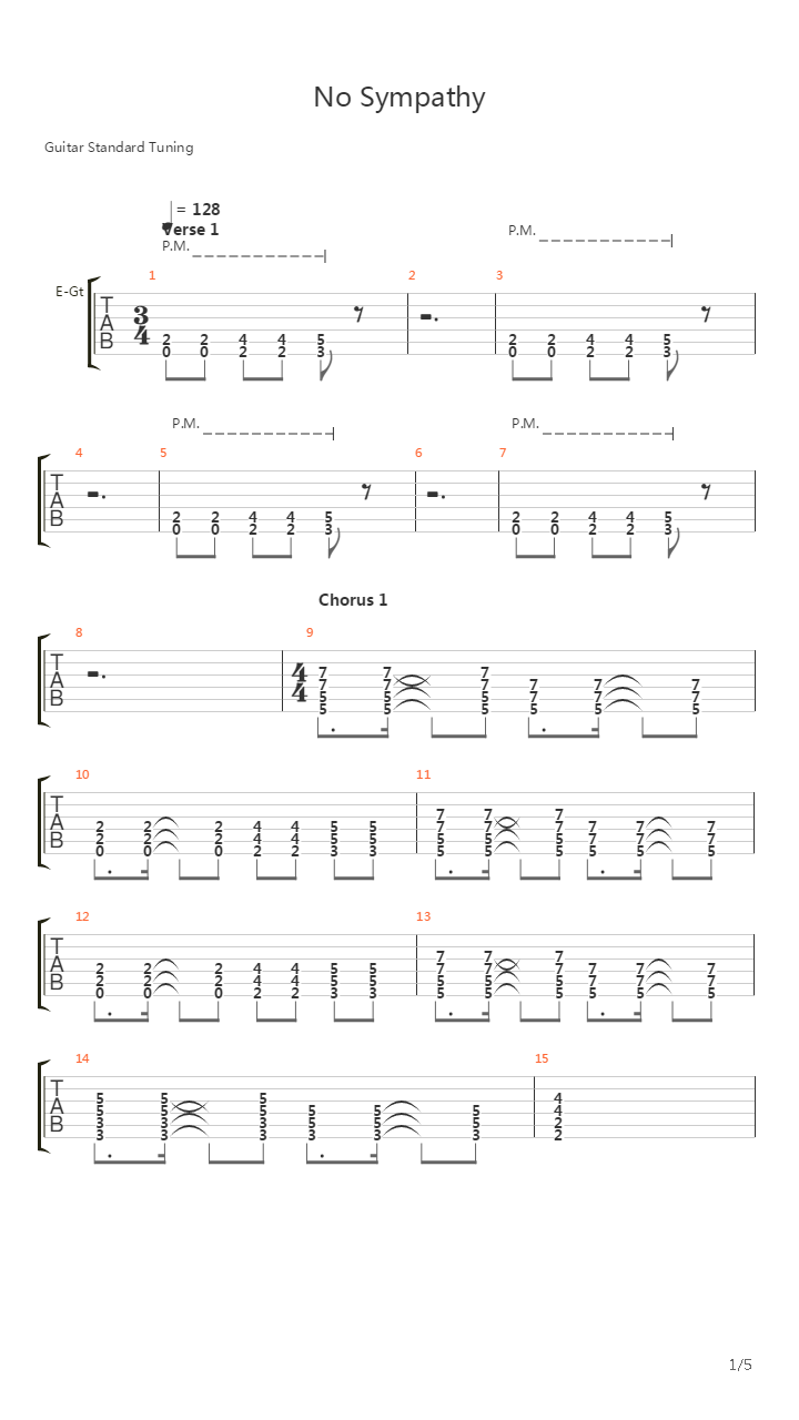 No Sympathy吉他谱