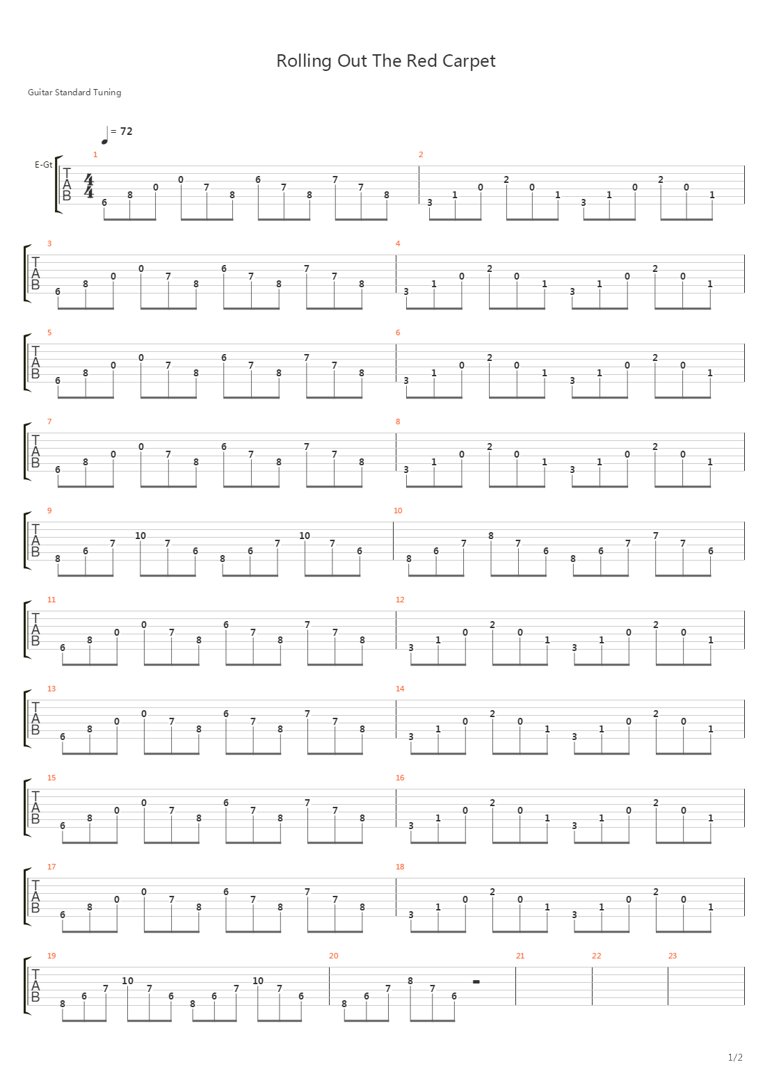 Rolling Out The Red Carpet吉他谱