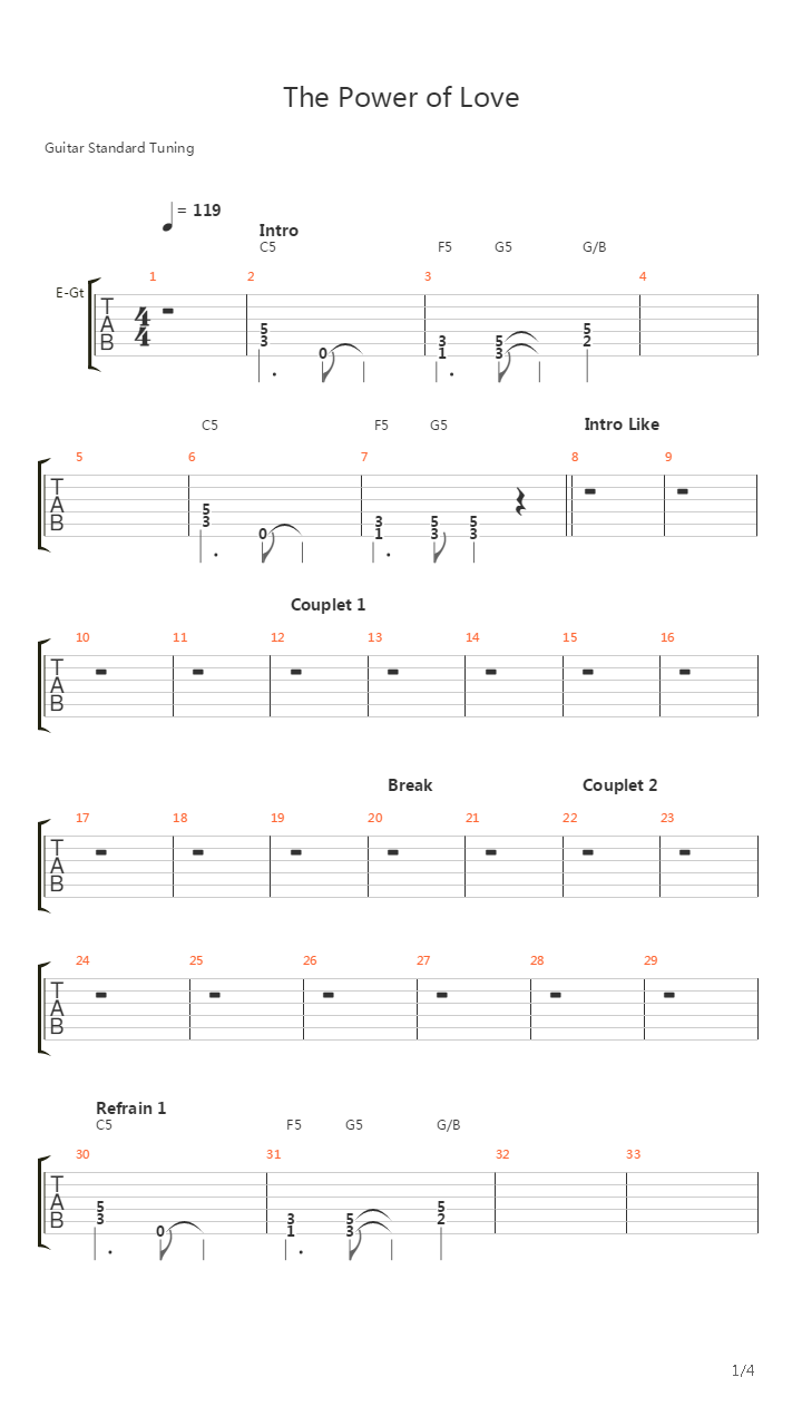The Power Of Love吉他谱