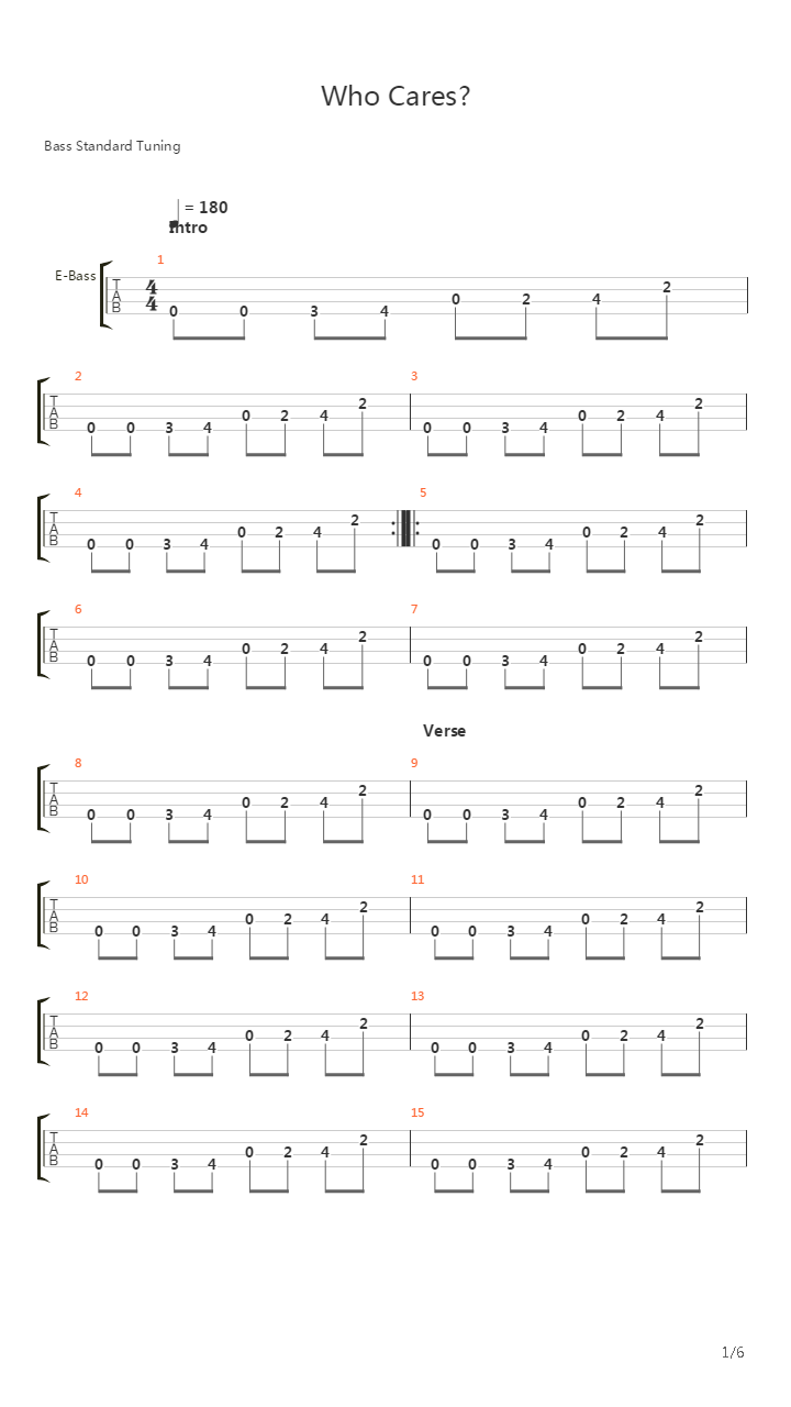 Who Cares吉他谱