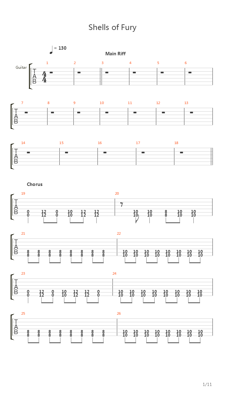Shells Of Fury吉他谱