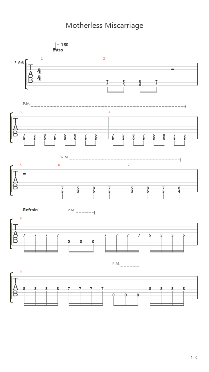 Motherless Miscarriage吉他谱