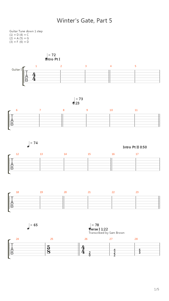 Winters Gate Part 5吉他谱