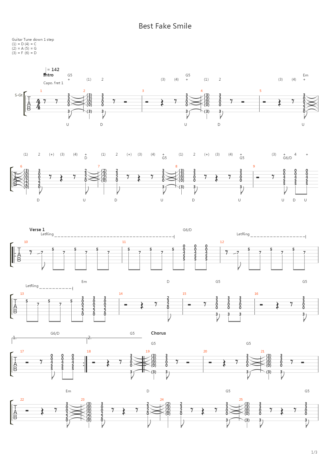 Best Fake Smile吉他谱