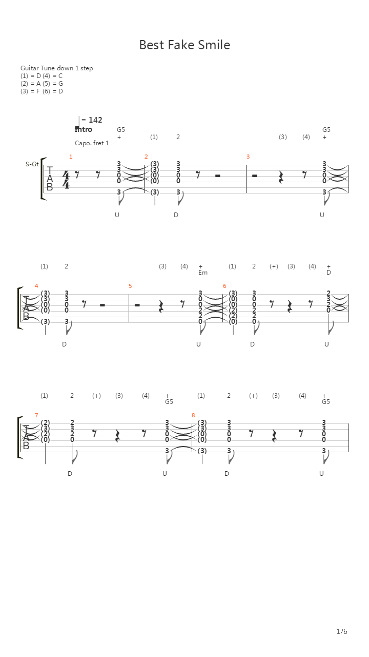 Best Fake Smile吉他谱