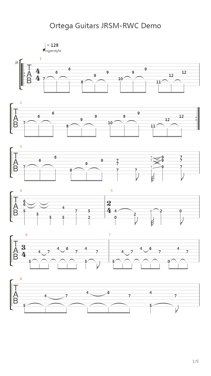Ortega Guitars Jrsm-Rwc Demo吉他谱