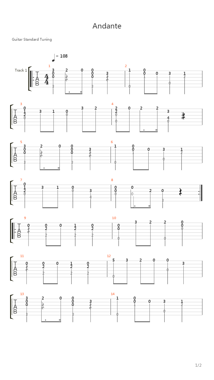 Andante吉他谱