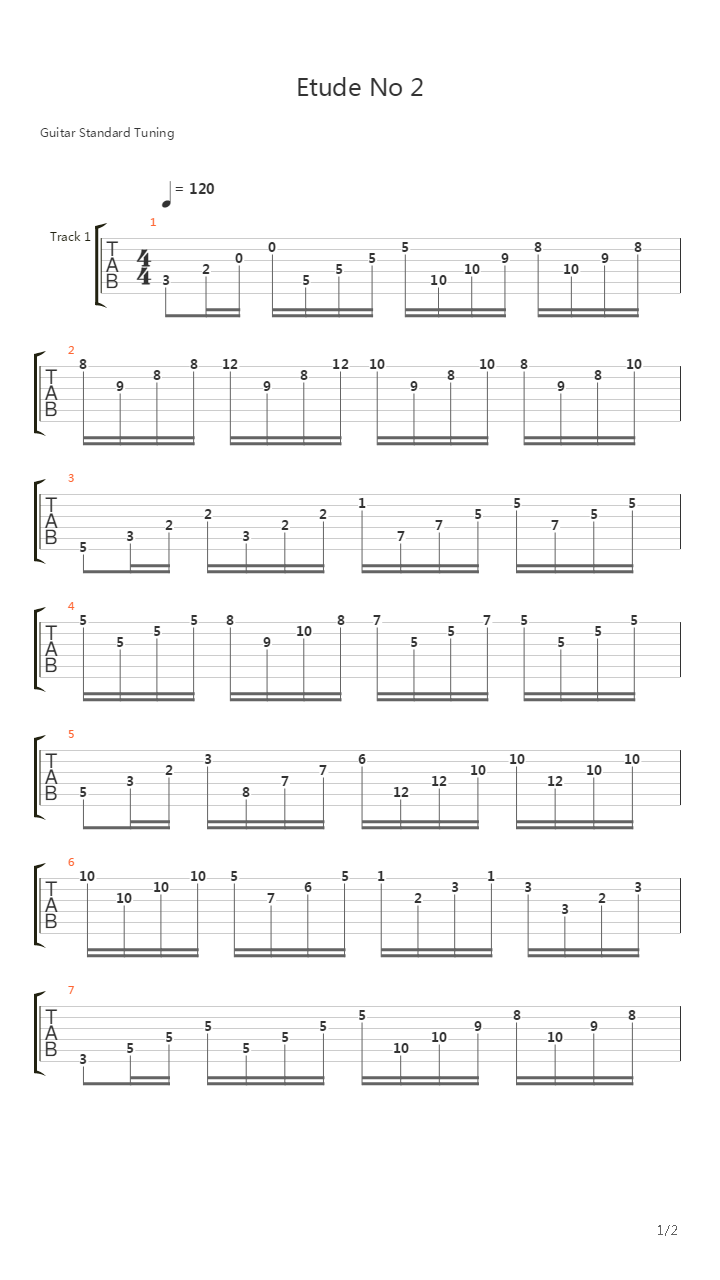 Etude No 2吉他谱