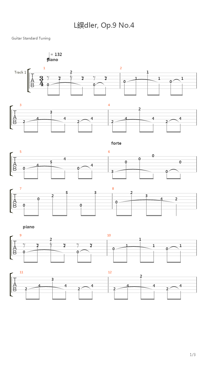 Landler Op 9 No 4吉他谱