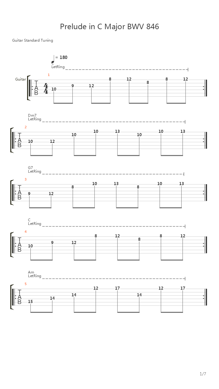 Prelude In C Major吉他谱