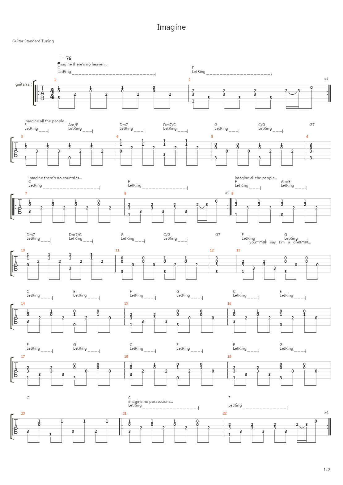 Imagine吉他谱