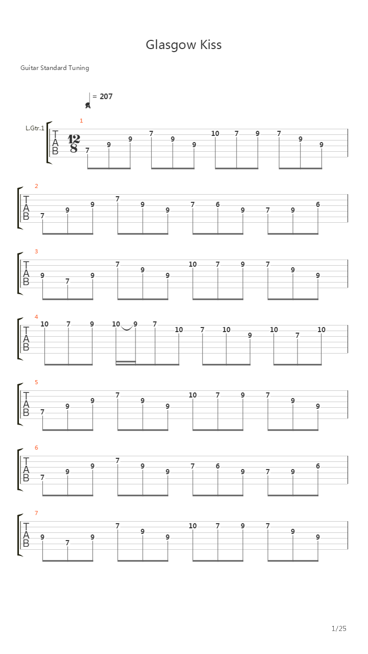 Glasgow Kiss吉他谱