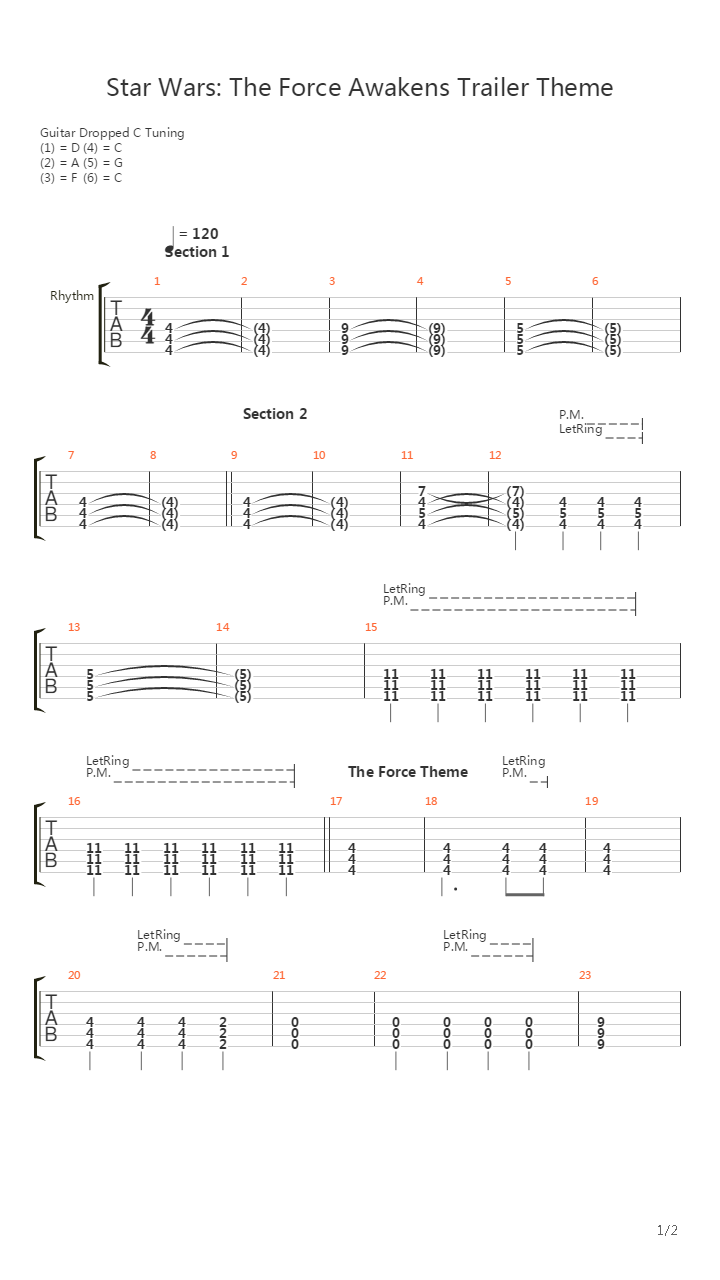Star Wars The Force Awakens Trailer Theme吉他谱