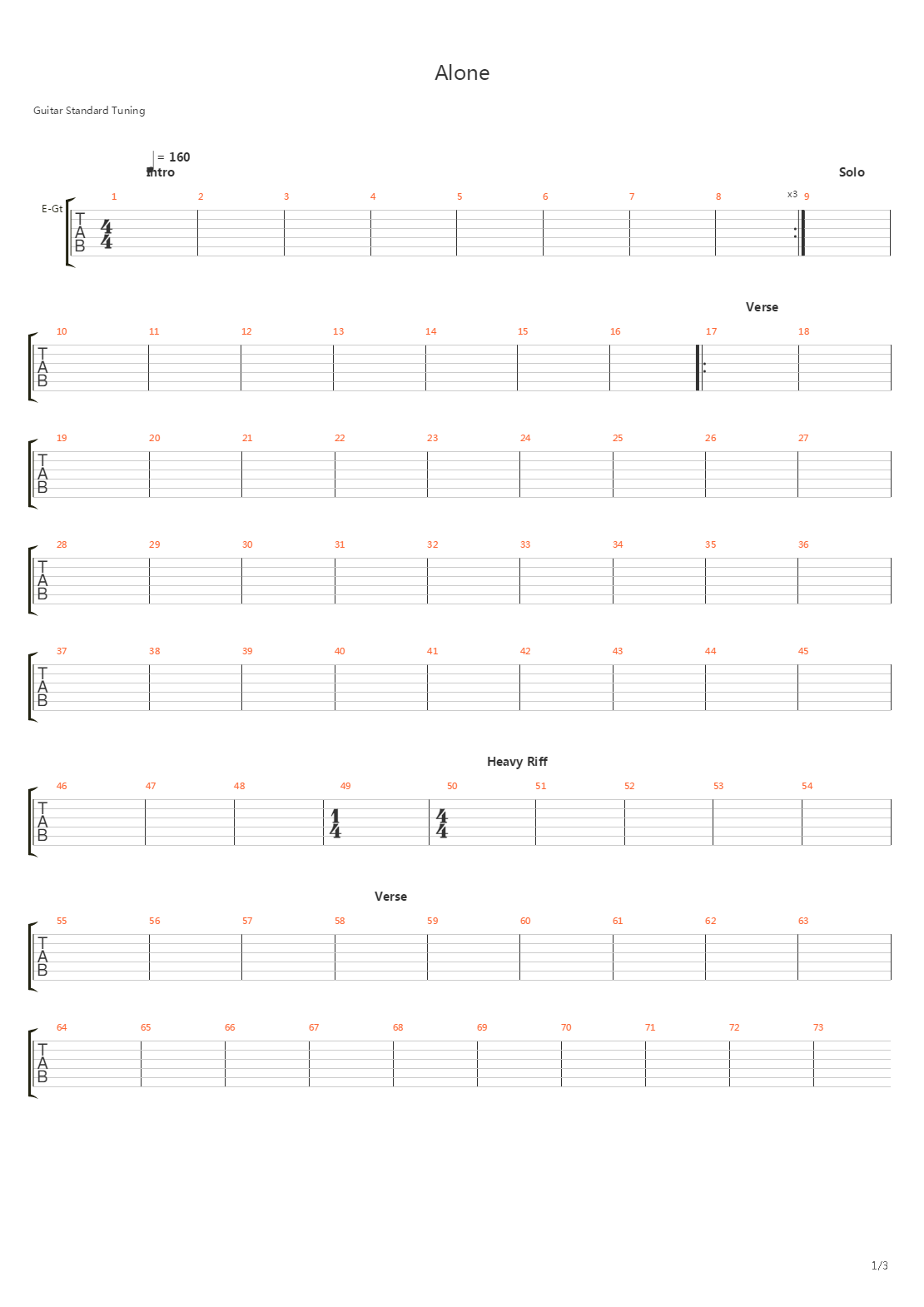 Alone吉他谱