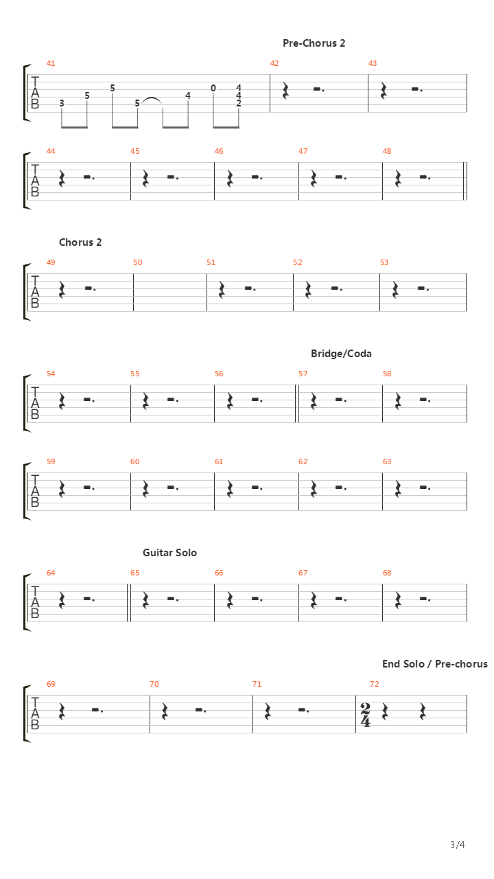 Night Comes Down吉他谱