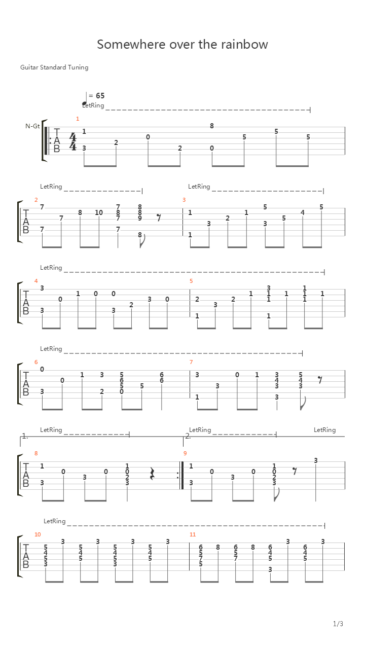 Somewhere Over The Rainbow吉他谱