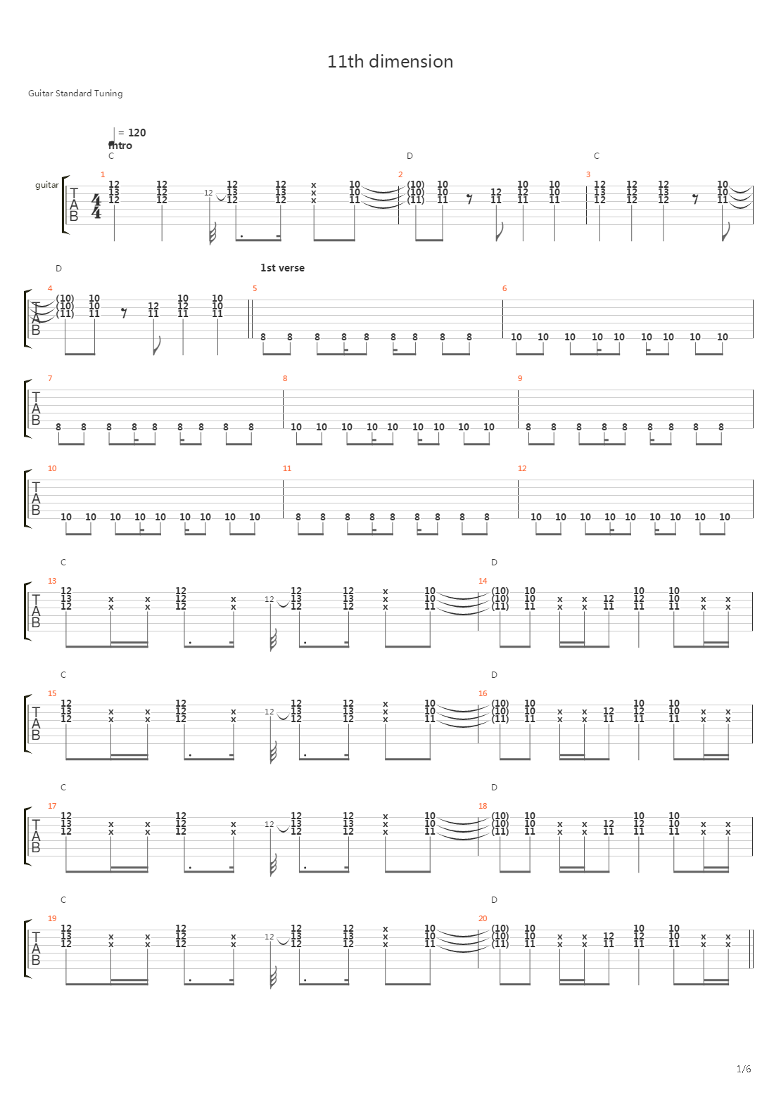 11Th Dimension吉他谱