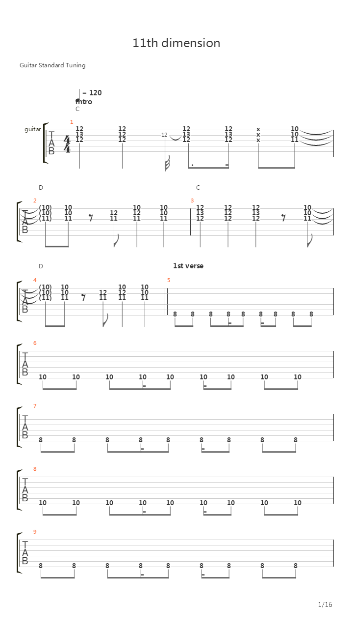 11Th Dimension吉他谱