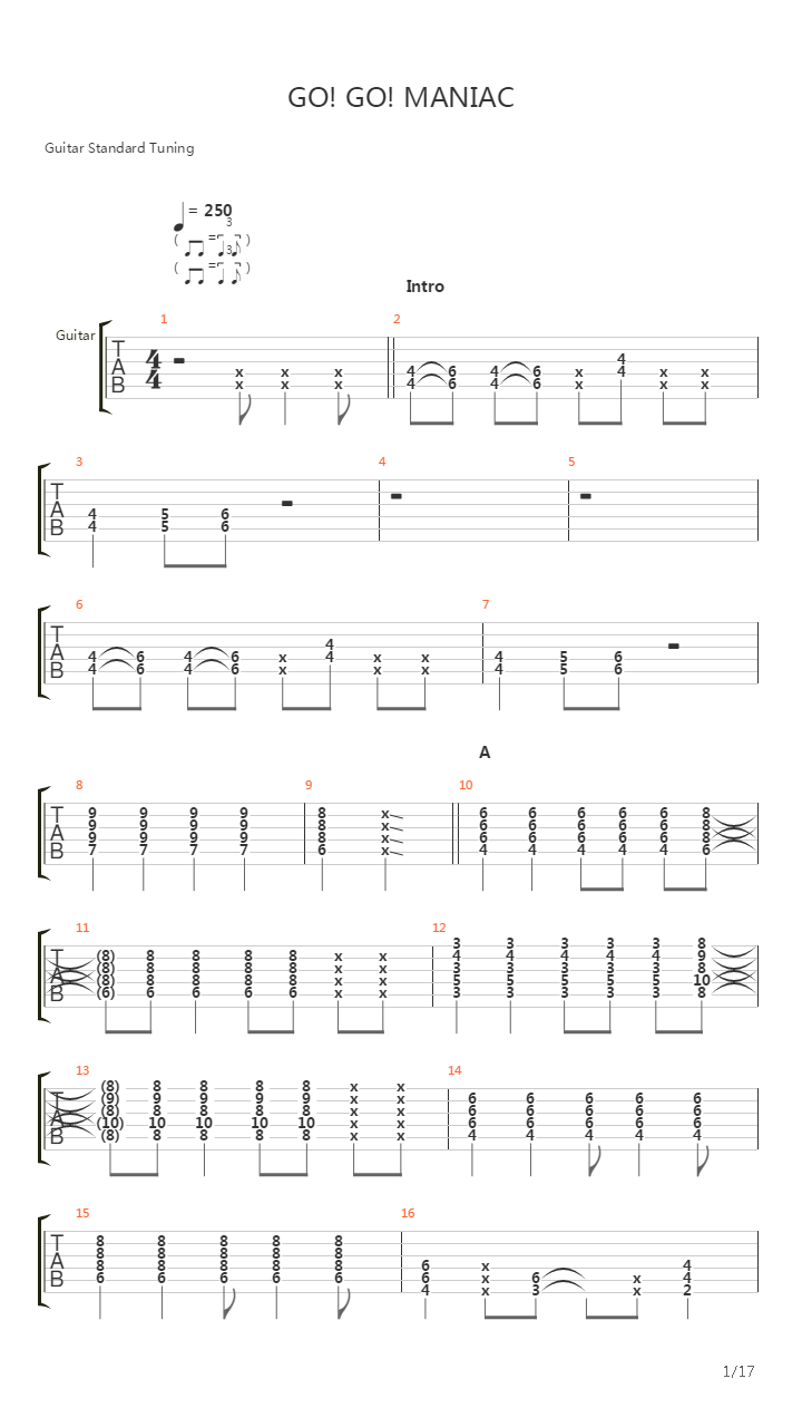 Go Go Maniac吉他谱
