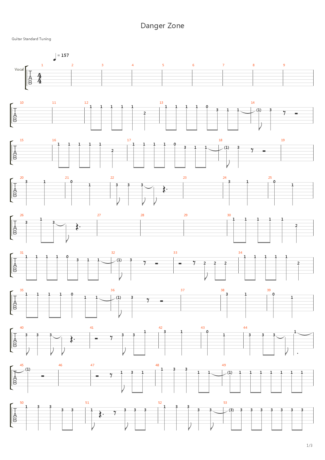 Danger Zone吉他谱