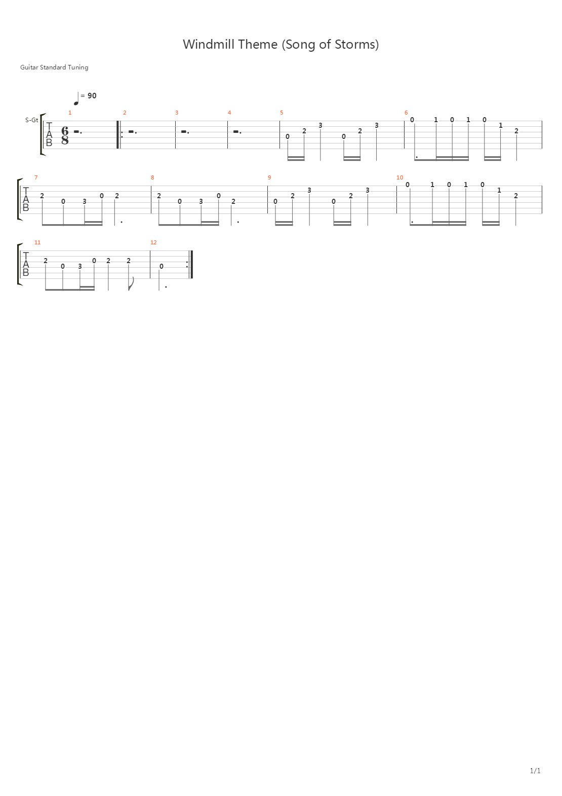 Song Of Storms吉他谱