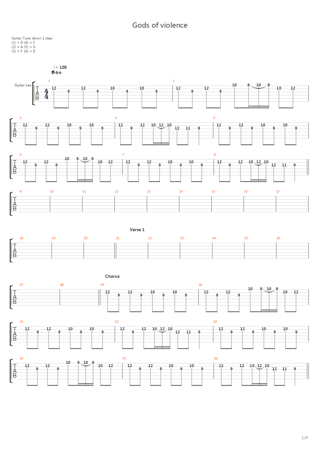 Gods Of Violence吉他谱