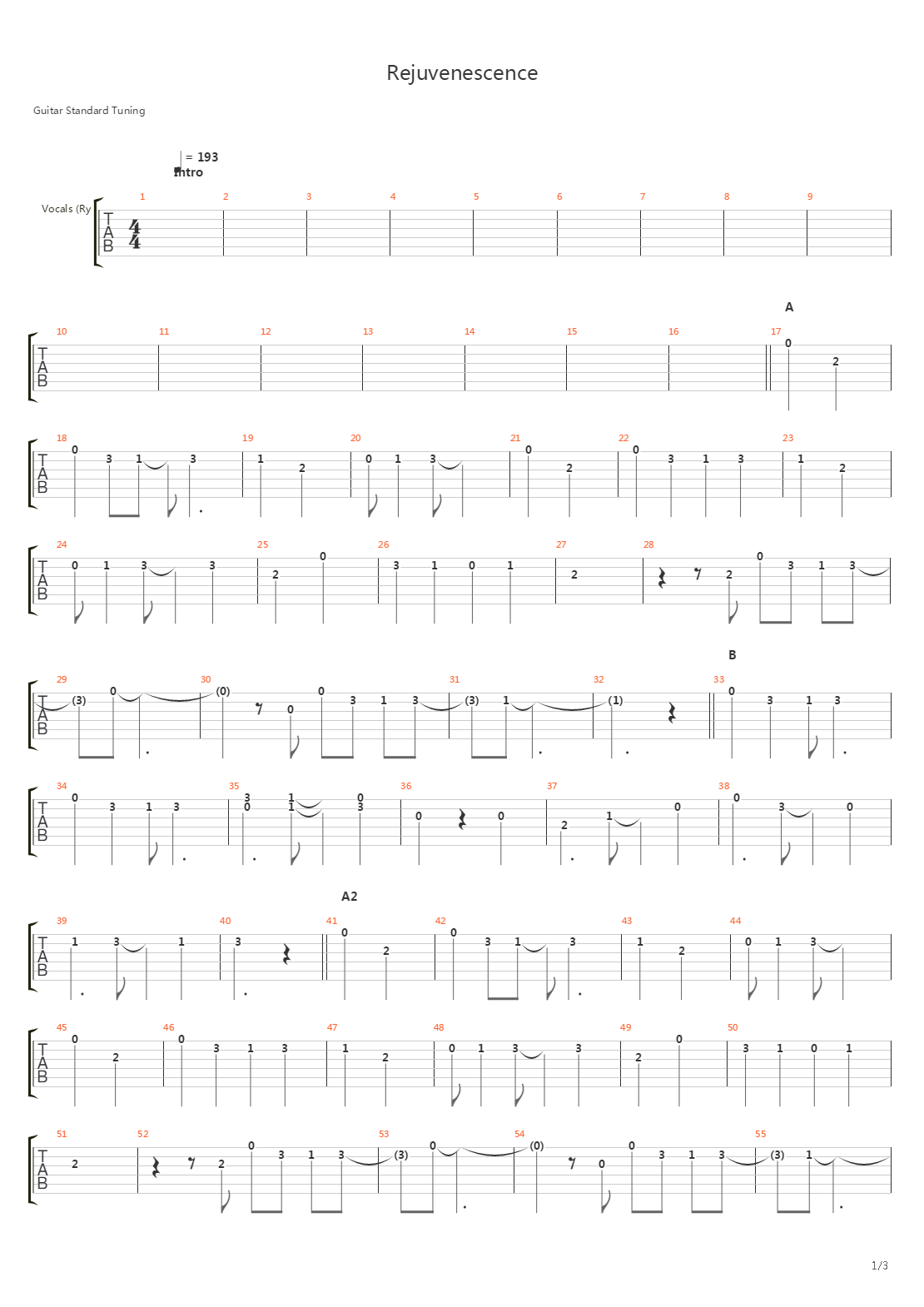 Rejuvenescence吉他谱