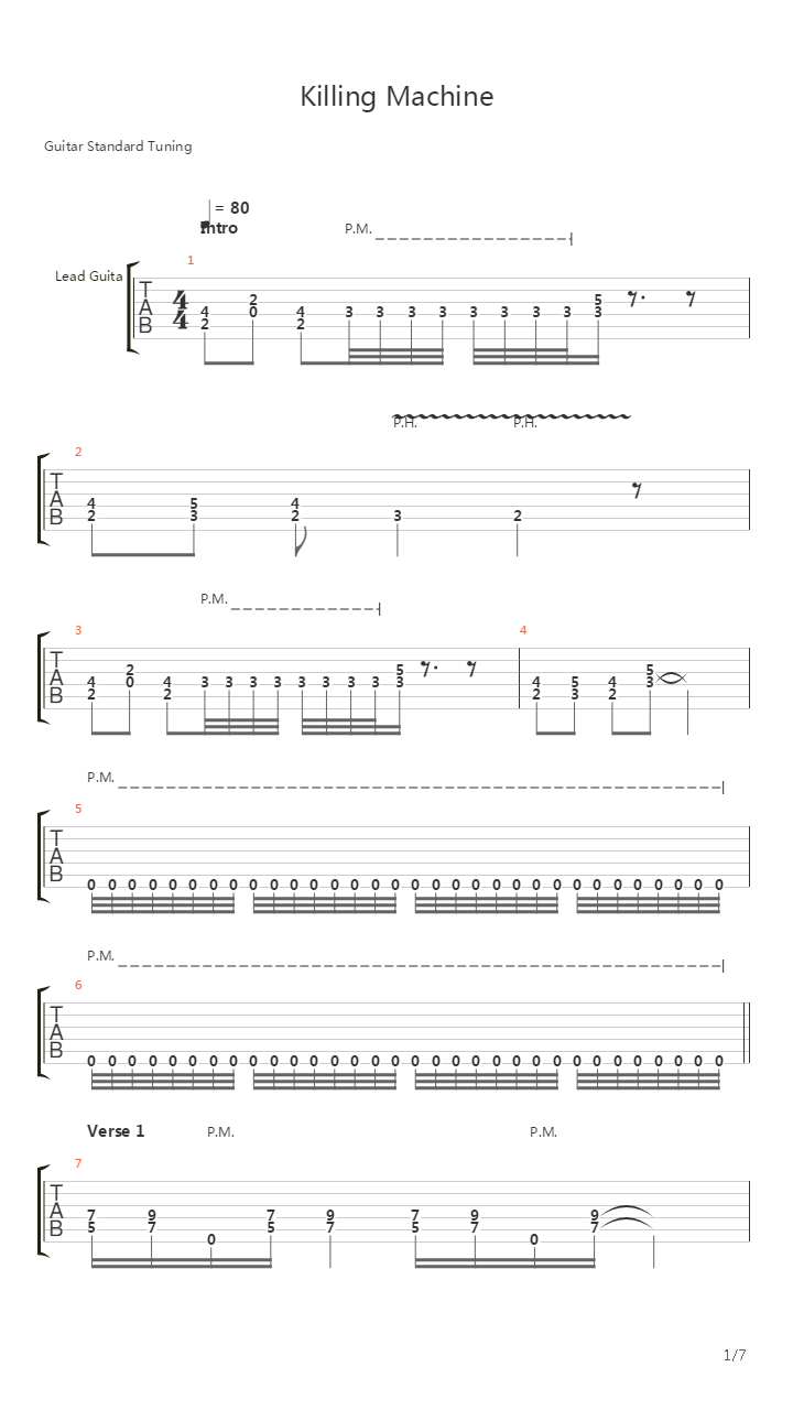 Killing Machine吉他谱