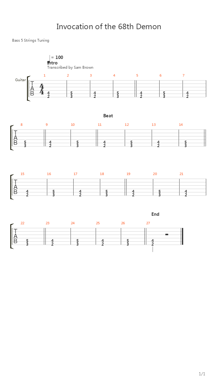 Invocation Of The 68Th Demon吉他谱