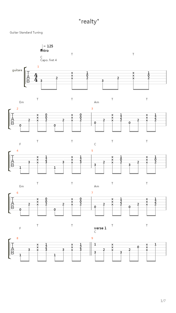 Reality吉他谱