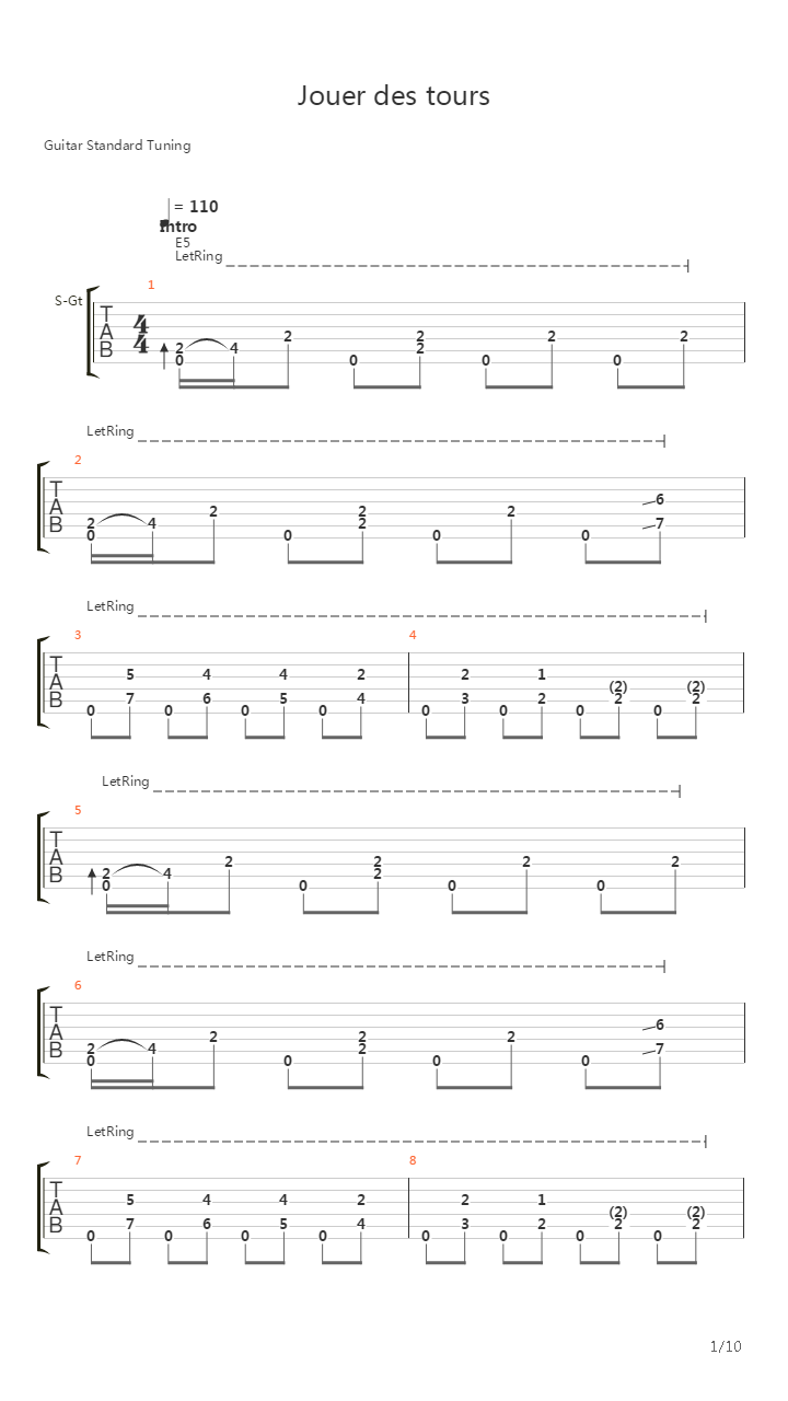 Jouer Des Tours吉他谱