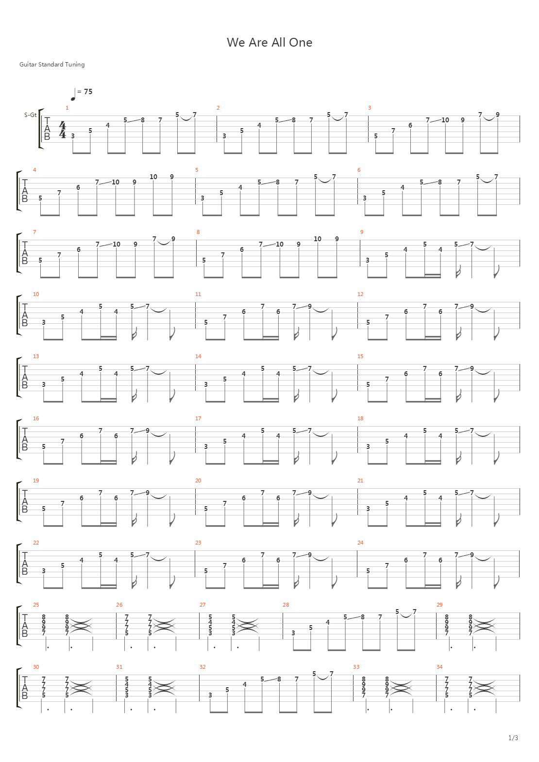 We Are All One吉他谱