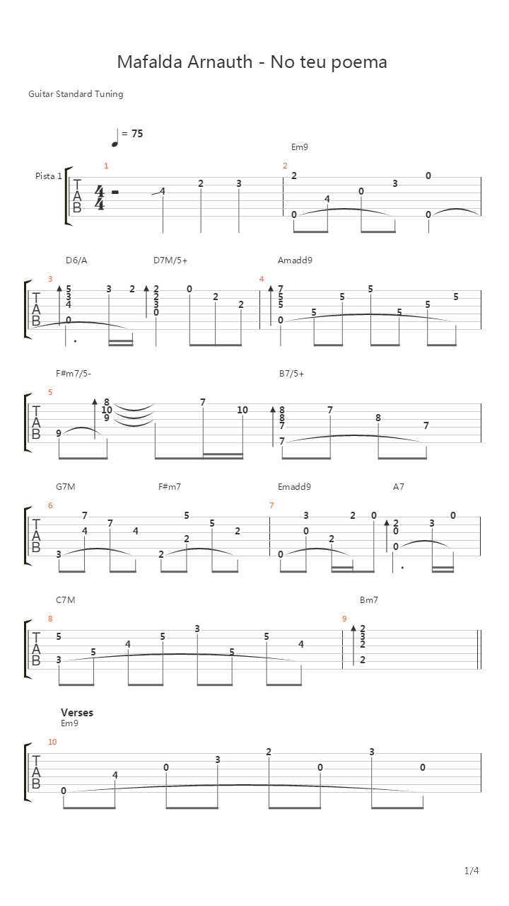 No Teu Poema吉他谱