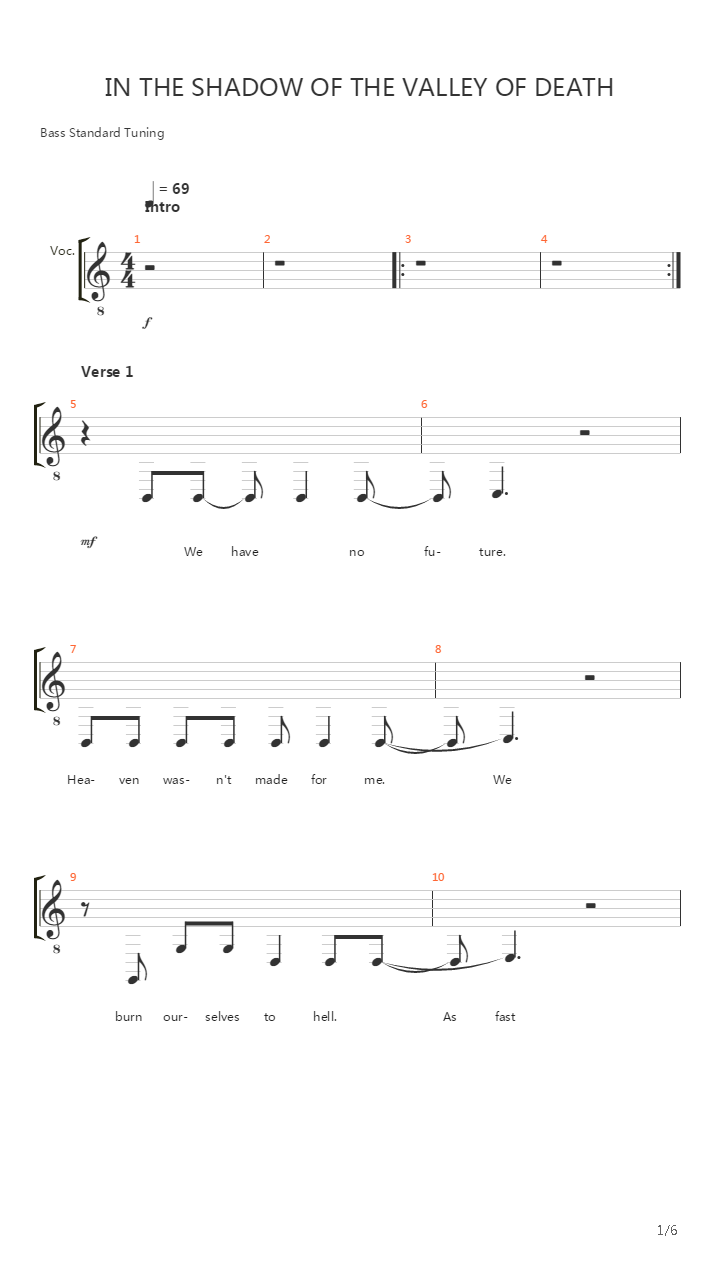 In The Shadow Of The Valley Of Death吉他谱