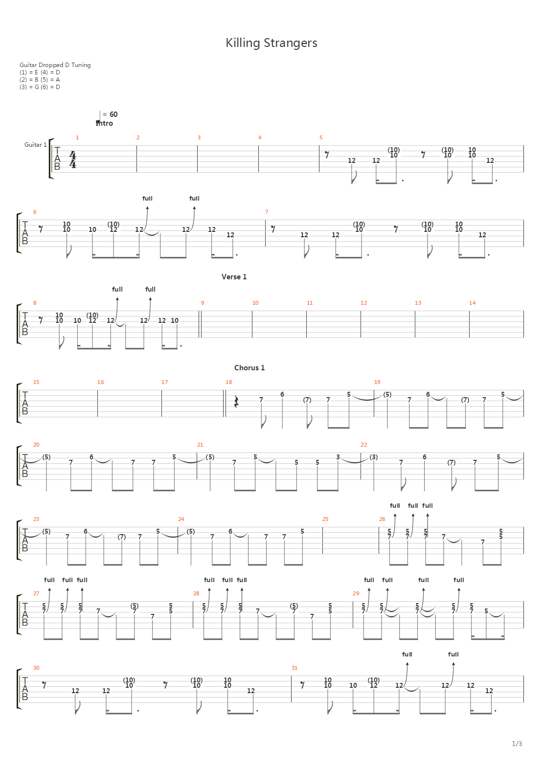 Killing Strangers吉他谱