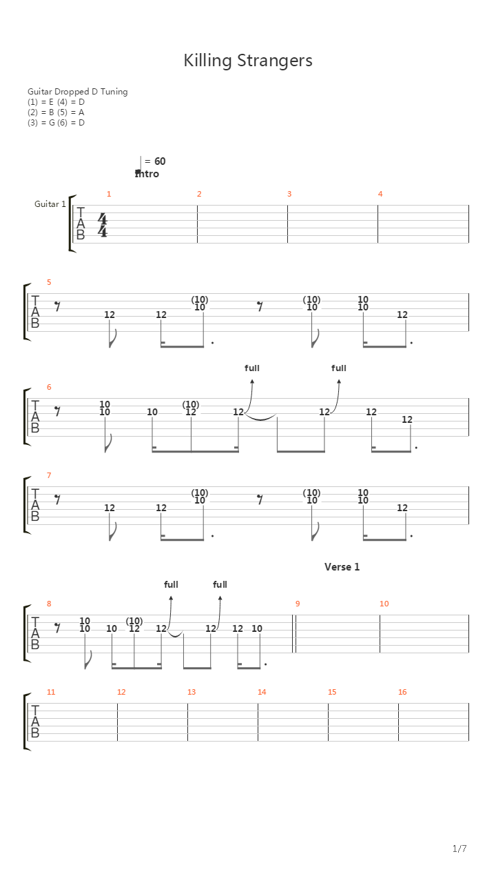 Killing Strangers吉他谱