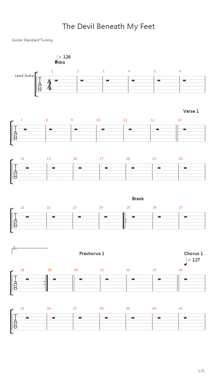 The Devil Beneath My Feet吉他谱