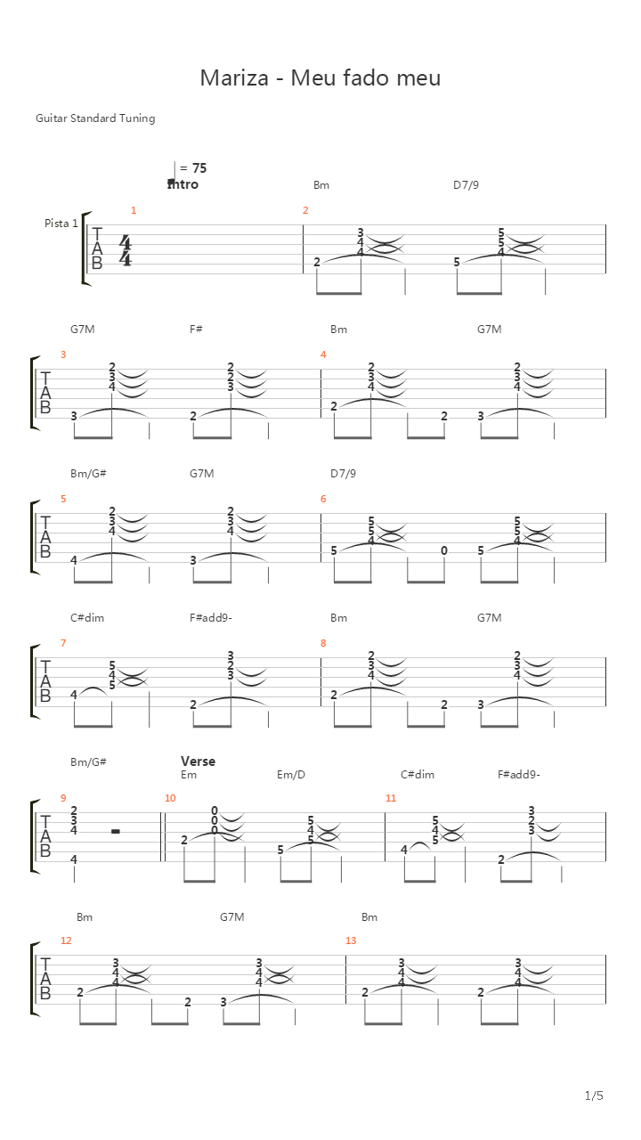 Meu Fado Meu吉他谱