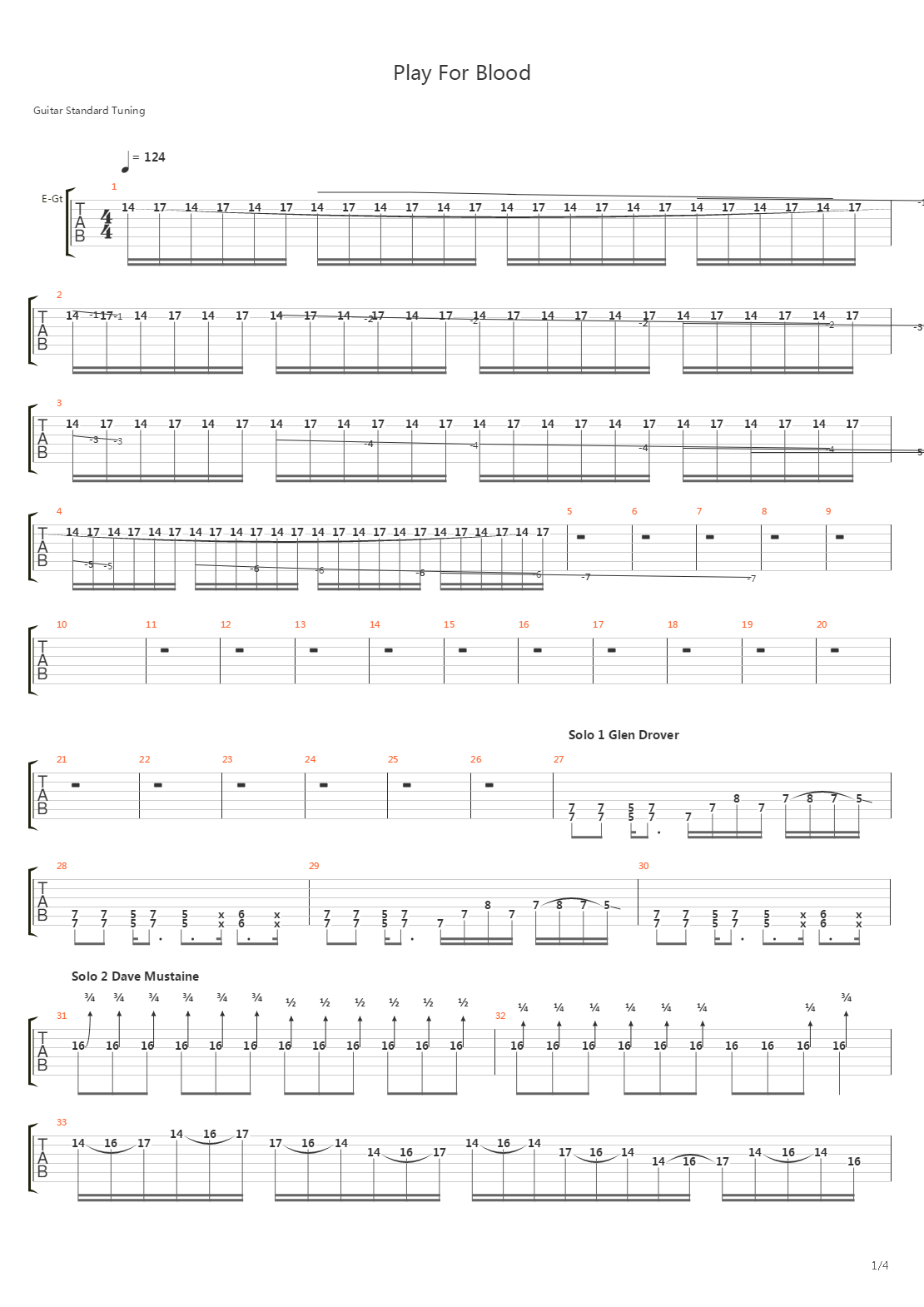 Play For Blood吉他谱