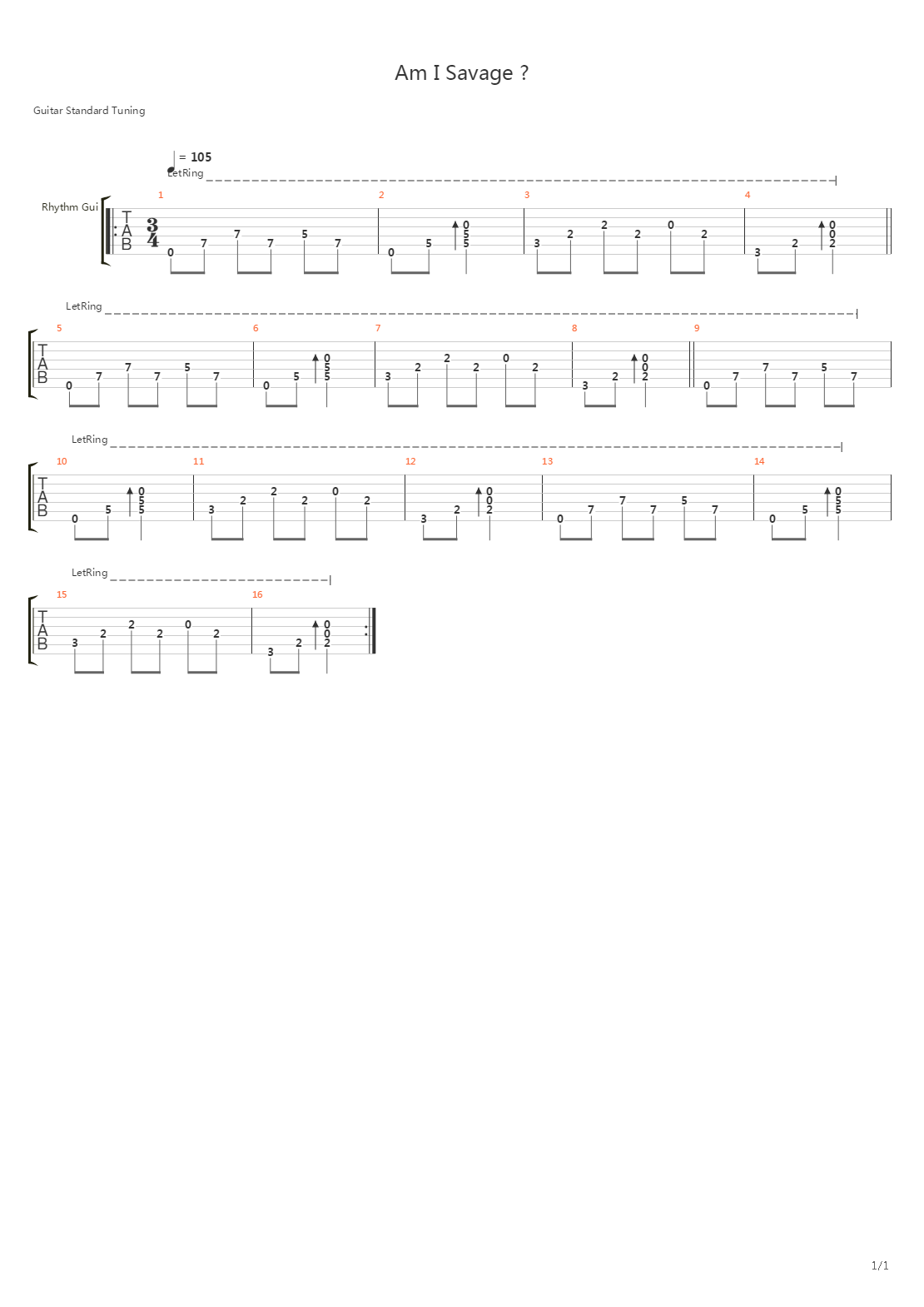 Am I Savage吉他谱