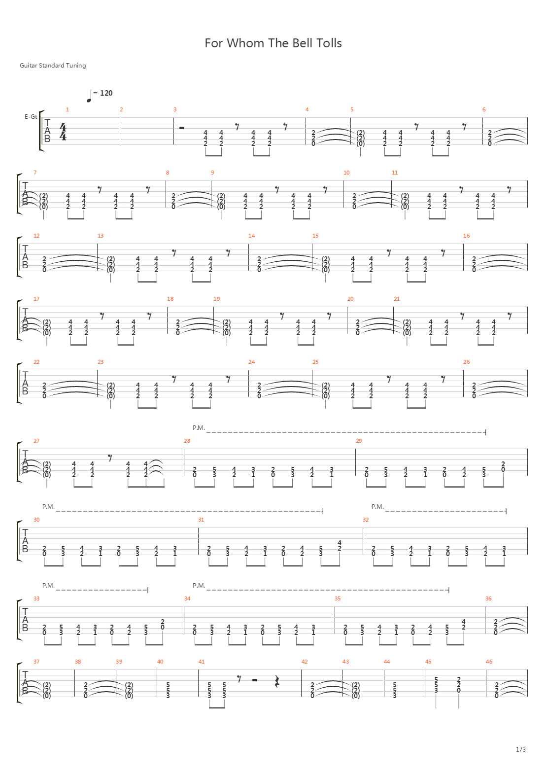 For Whom The Bell Tolls吉他谱