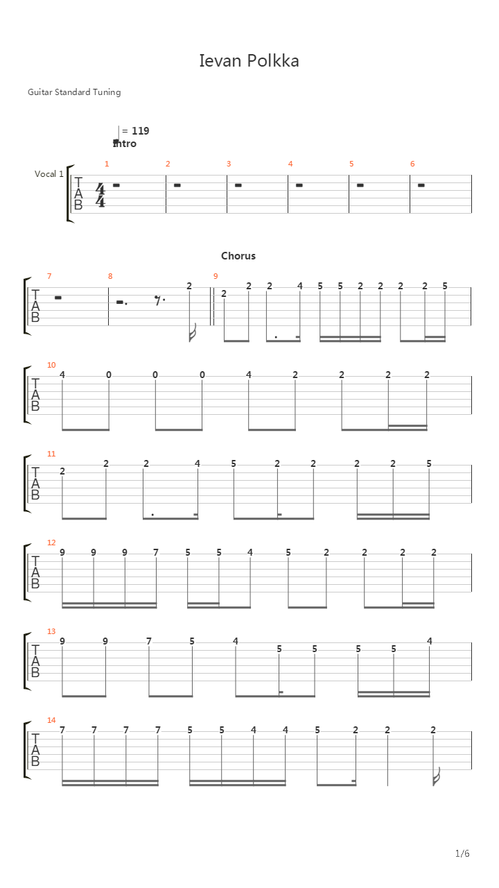 Ievan Polkka吉他谱