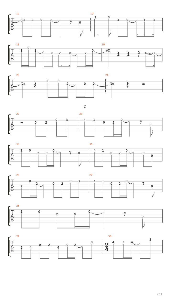 Tegami吉他谱