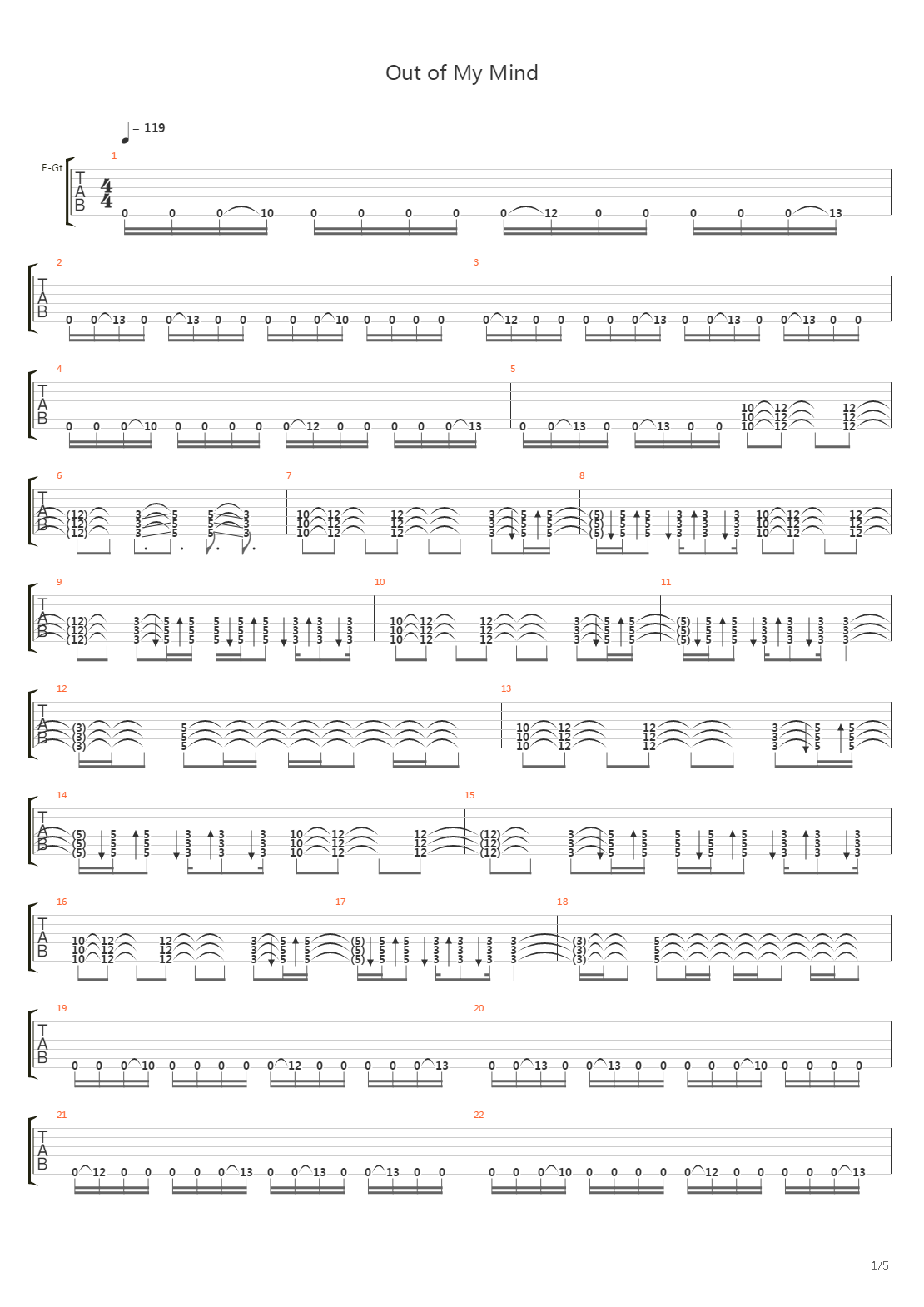 Out Of My Mind吉他谱