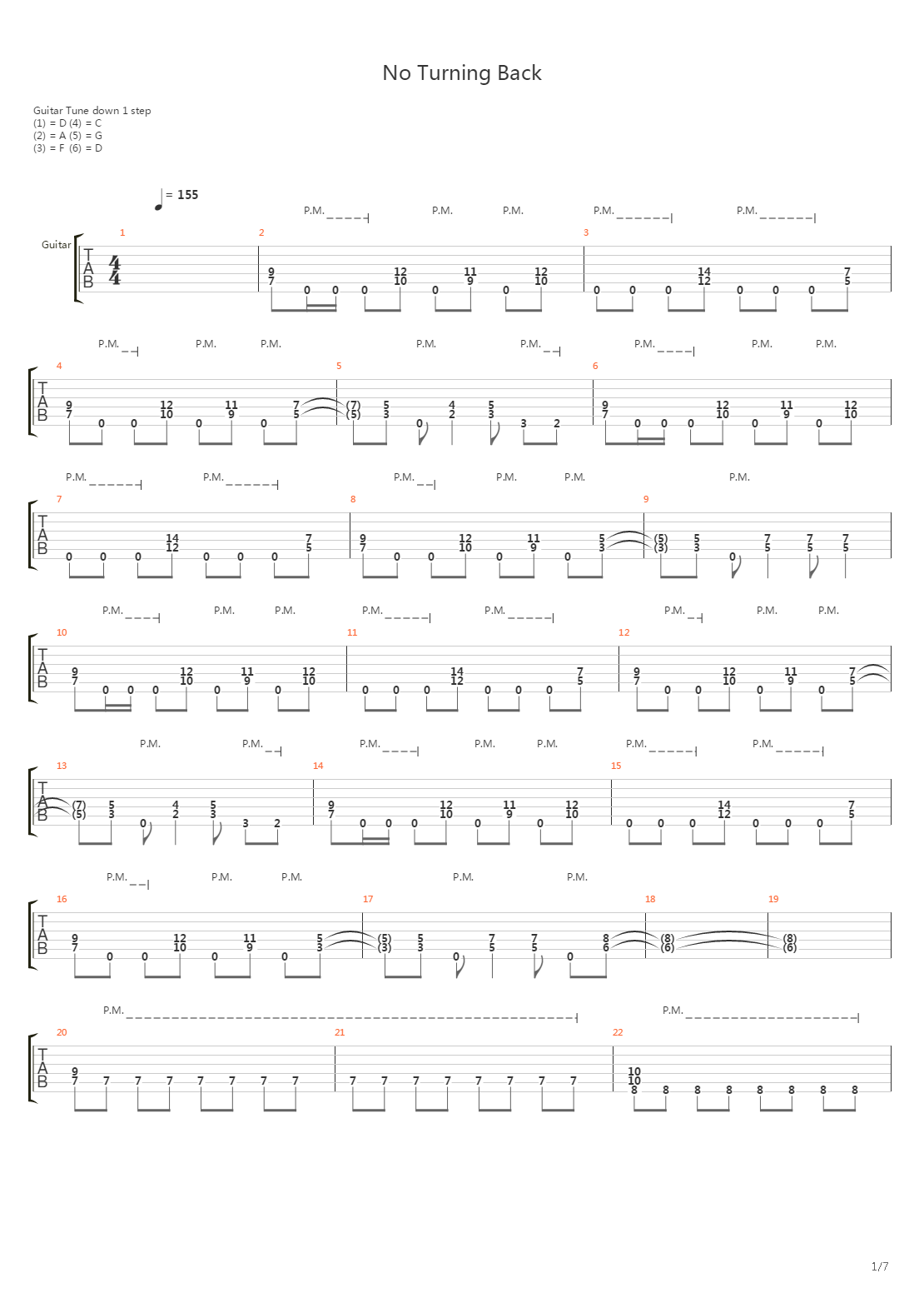 No Turning Back吉他谱