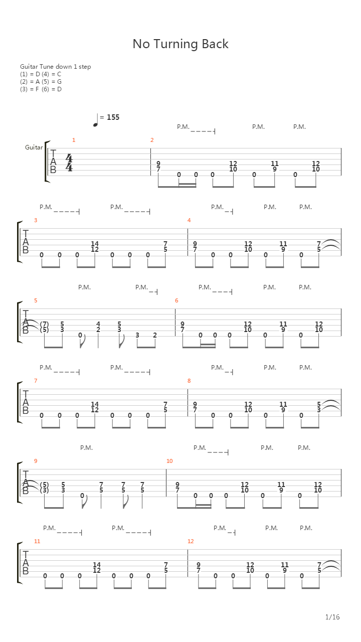 No Turning Back吉他谱
