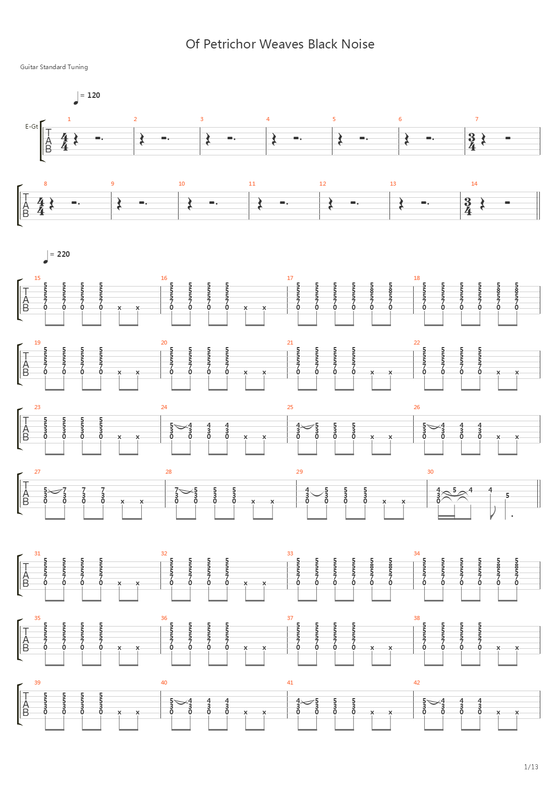 Of Petrichor Weaves Black Noise吉他谱