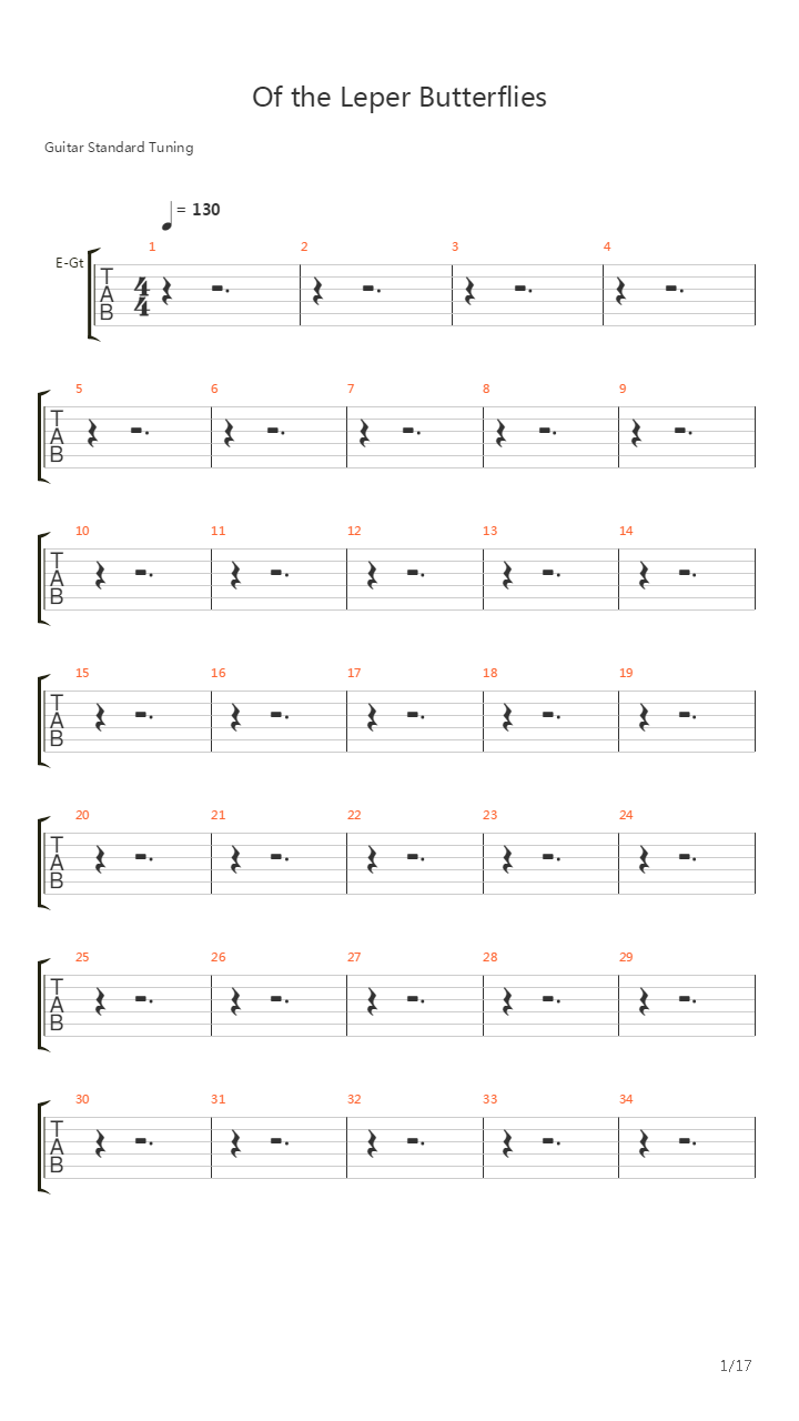 Of The Leper Butterflies吉他谱