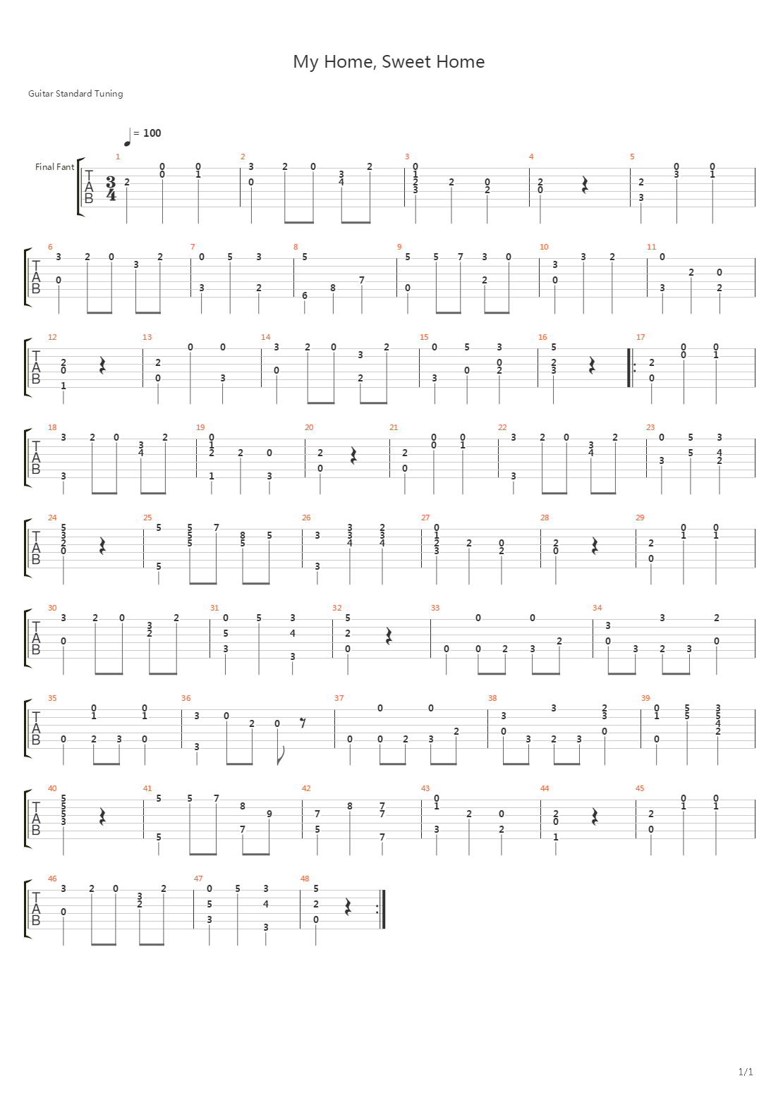 My Home Sweet Home吉他谱